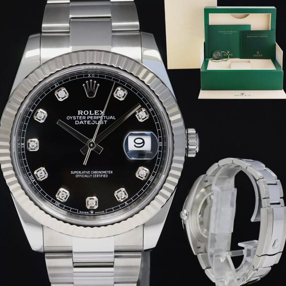 Rolex 41mm Black Datejust Watch New With Box - Picture 1 of 7